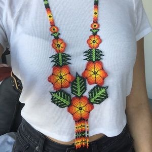 Handmade Huichol Sunflower Necklace